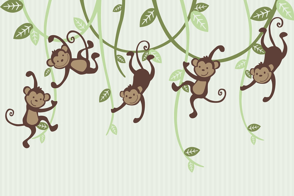 Monkeys swinging on vines — full design