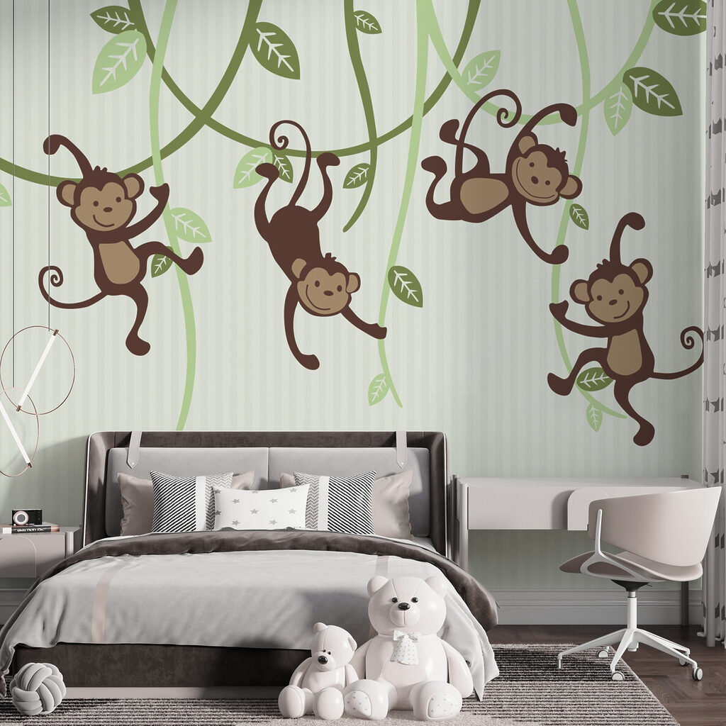 Monkeys swinging on vines — interior 3