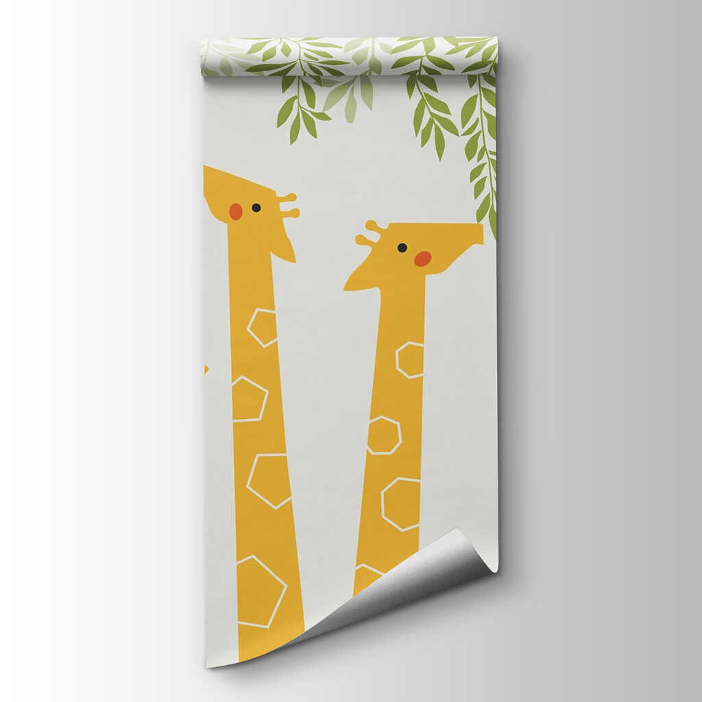 Giraffes under green leaves — product view