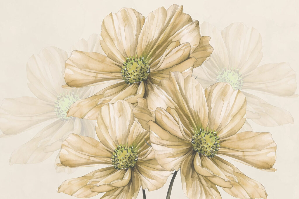 Flower Trio in Pencil — full design