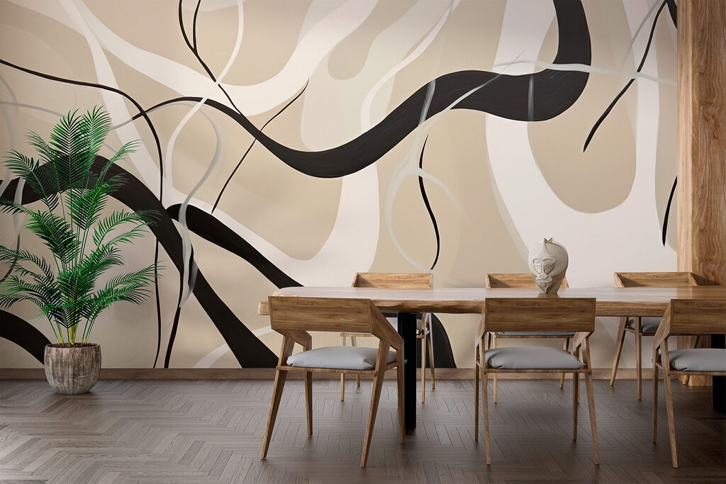 Black ribbons over sand — interior 3