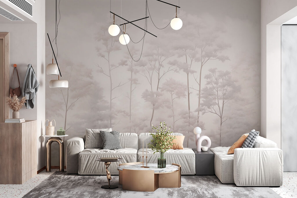 Slender trees in haze — interior 1
