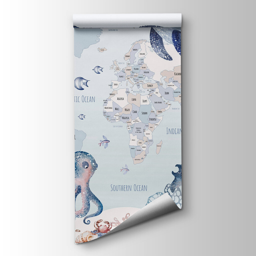 Map with sea creatures — product view