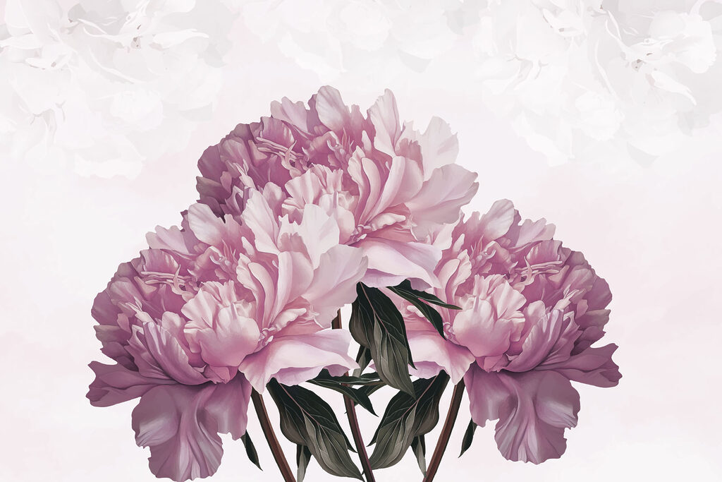 Purple peonies above foliage — full design