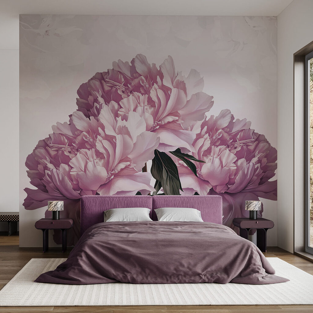 Purple peonies above foliage — interior 1