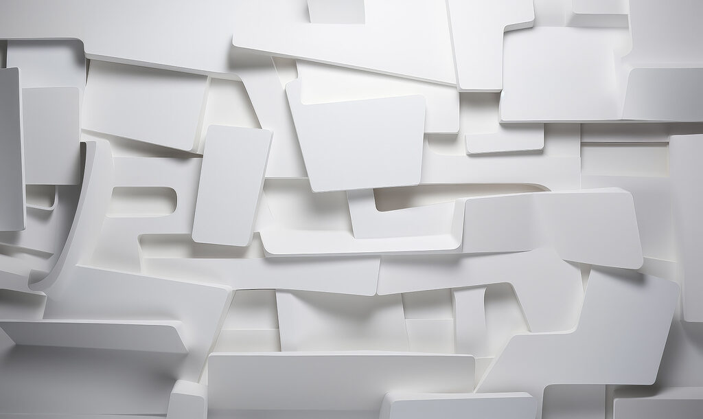 White blocks with shadows — full design