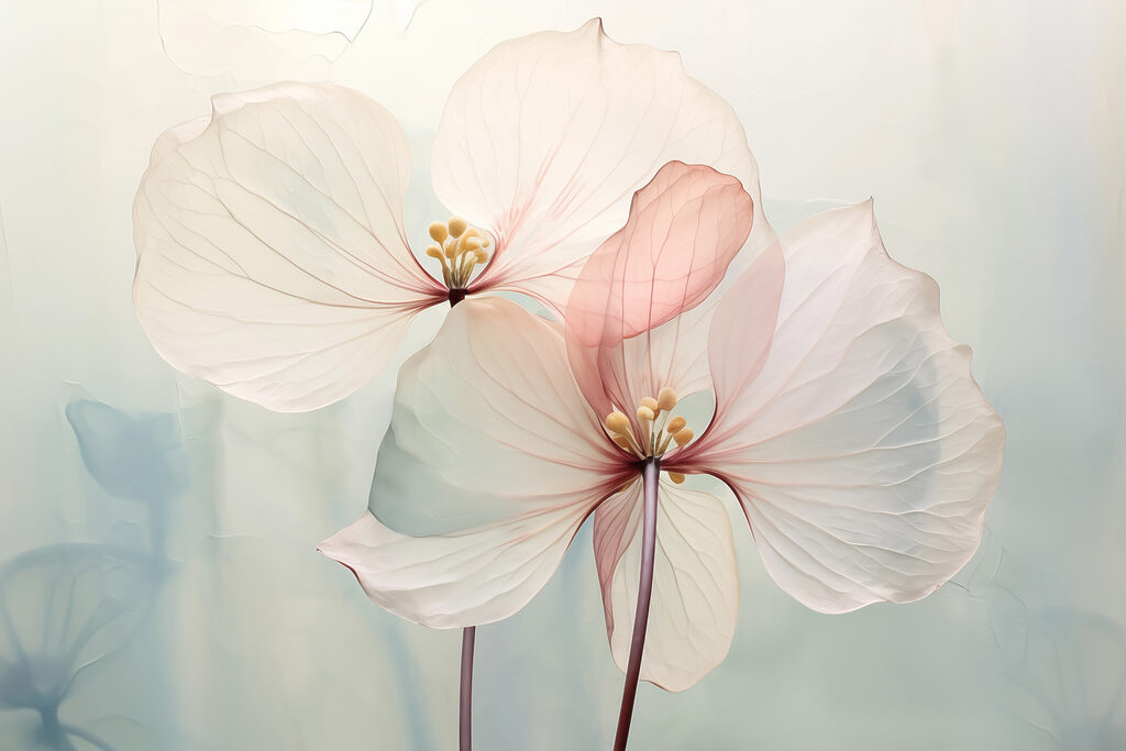 Two pastel flowers — full design