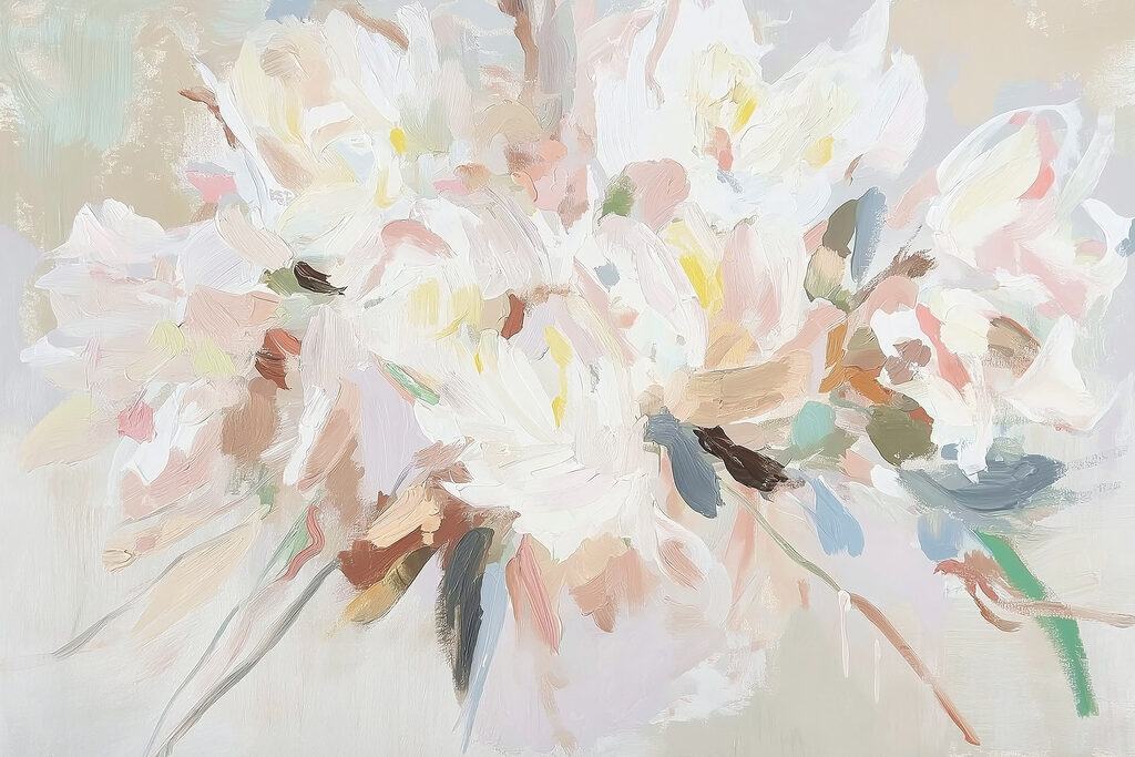 White flowers in paint — full design