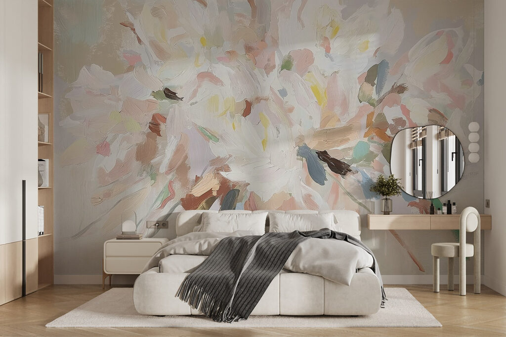 White flowers in paint — interior 1
