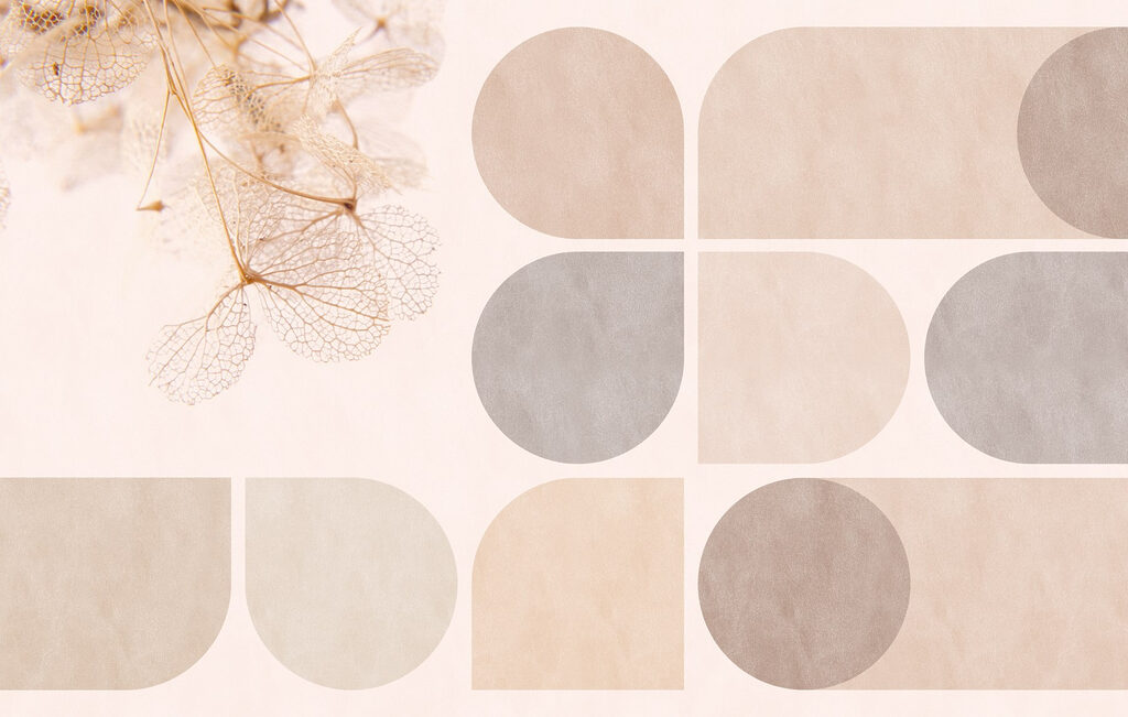 Leaf sprig with arches — full design