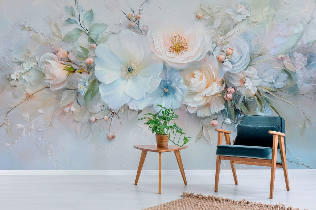 Light blue painted bouquet — interior 5