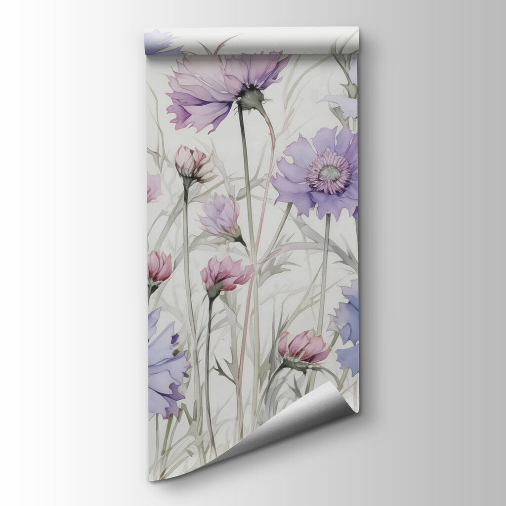 Lilac wildflowers above green — product view