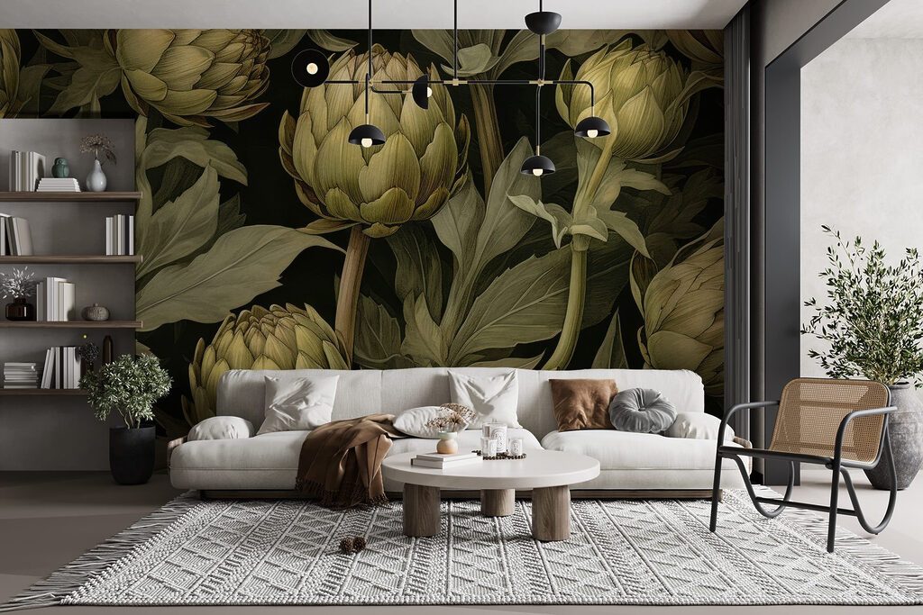 Artichokes among dark leaves — interior 2