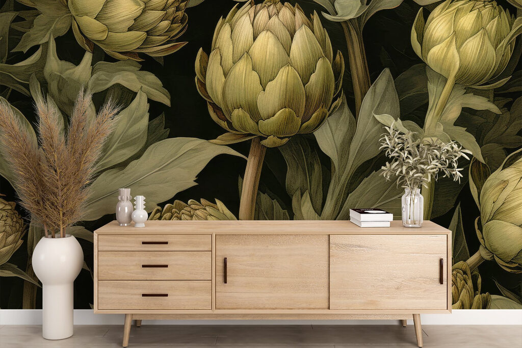 Artichokes among dark leaves — interior 3