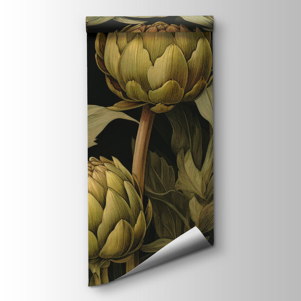 Artichokes among dark leaves — product view