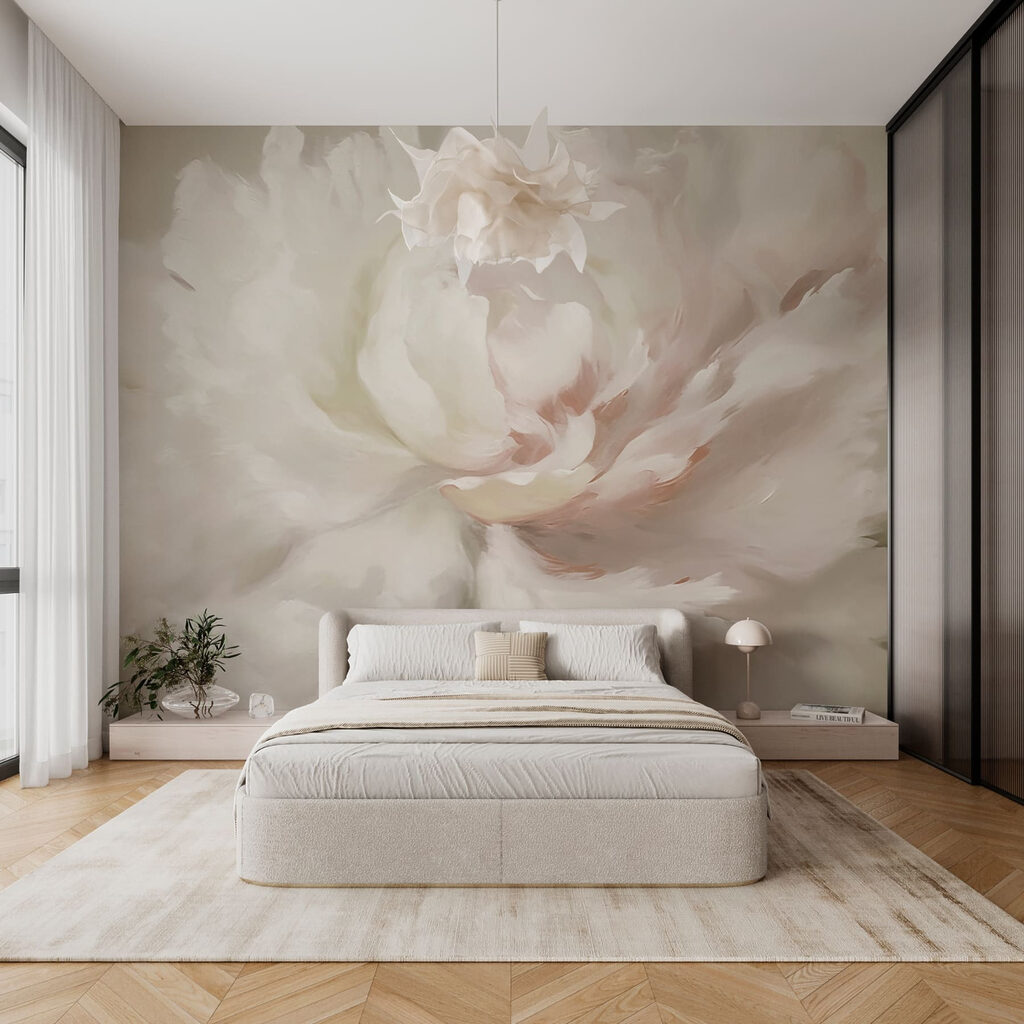 White peony in brushstrokes — interior 2