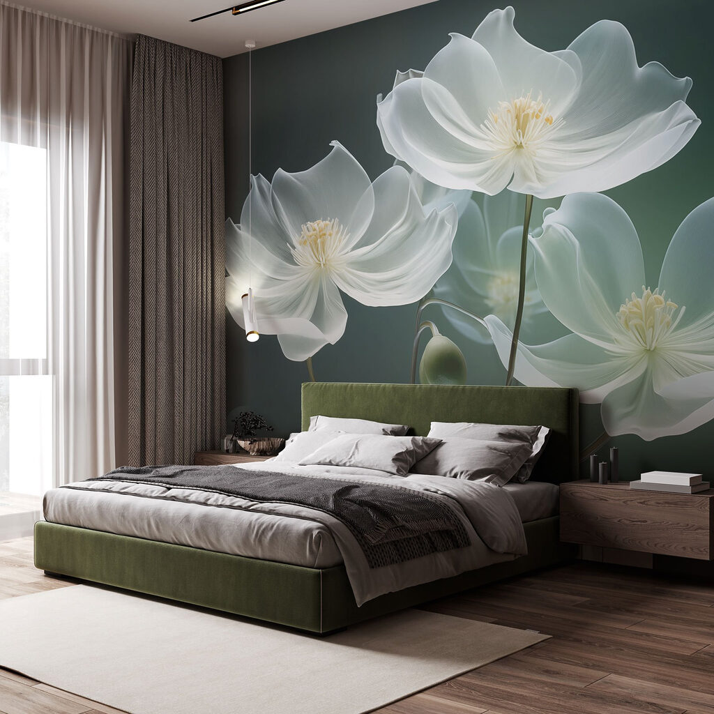 White flowers on green — interior 2