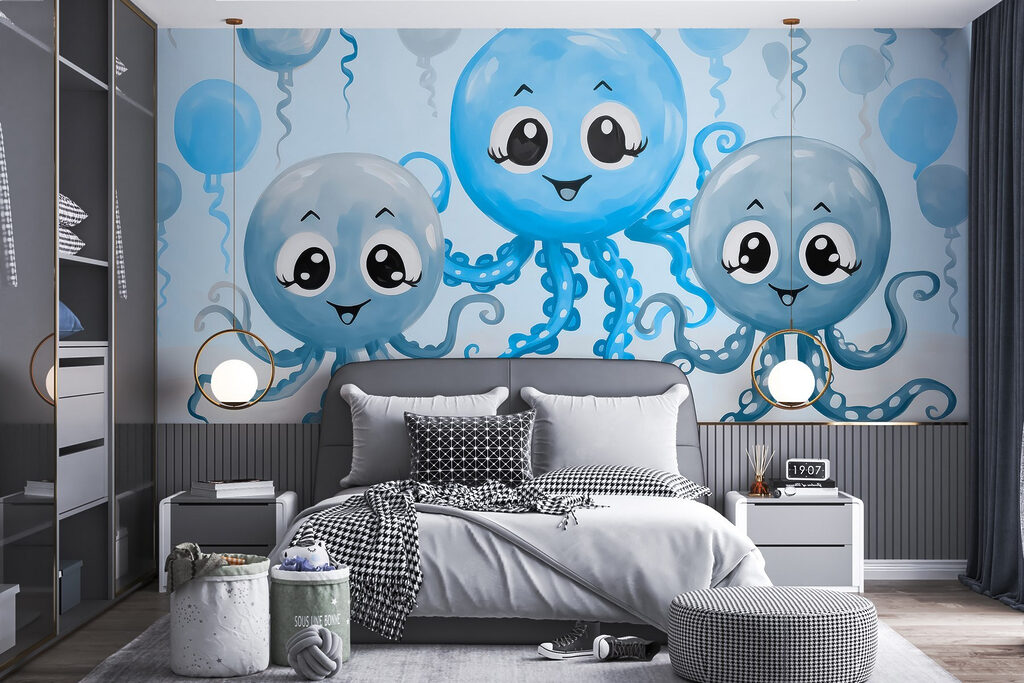 Octopus Balloon Party in an interior