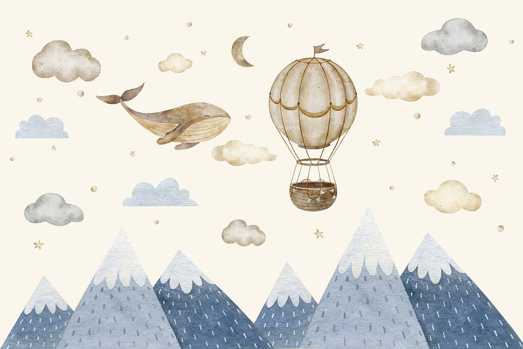 Whale and hot-air balloon — full design
