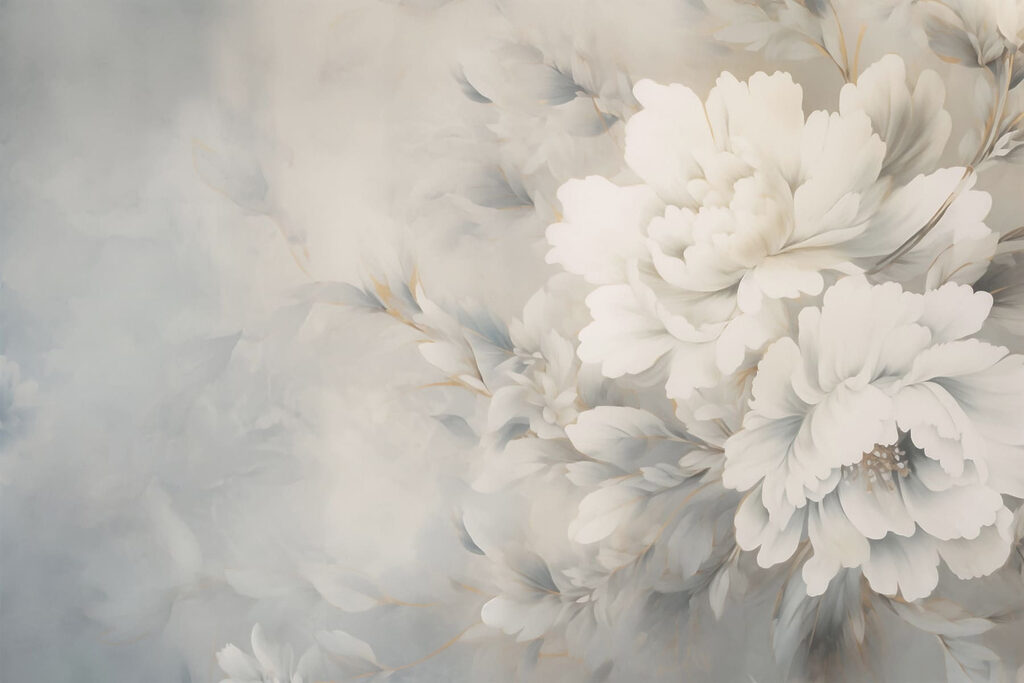 White peonies — full design
