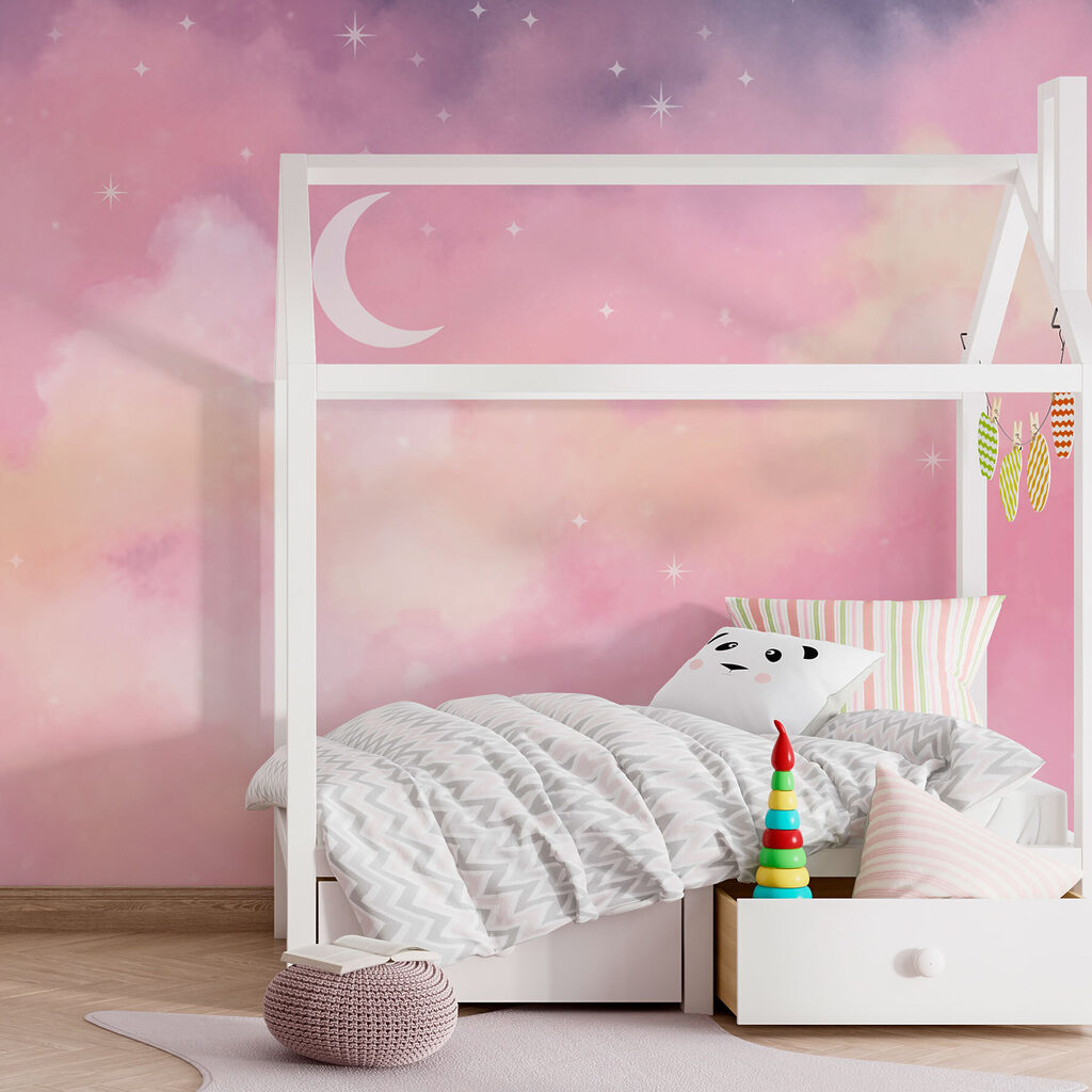 Moon between pink clouds — interior 2