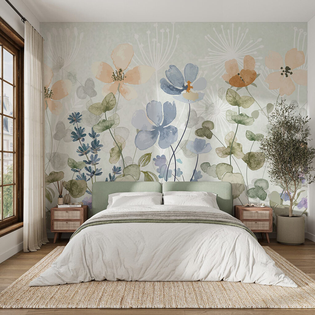 Flowers among round leaves — interior 2