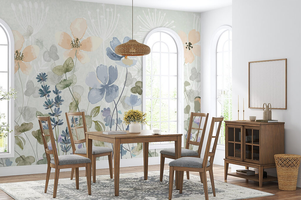 Flowers among round leaves — interior 3
