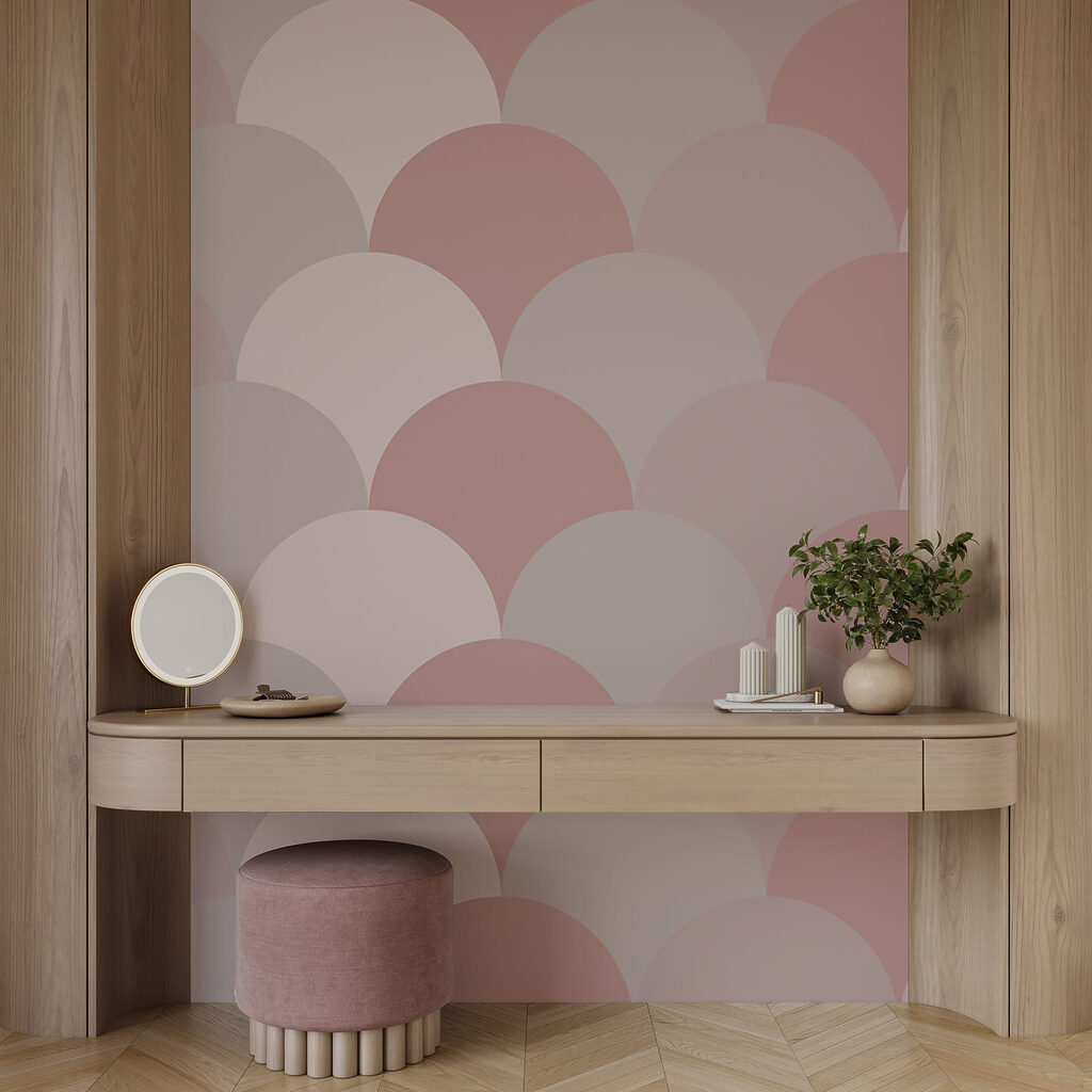 Pink scales in rows — interior 1
