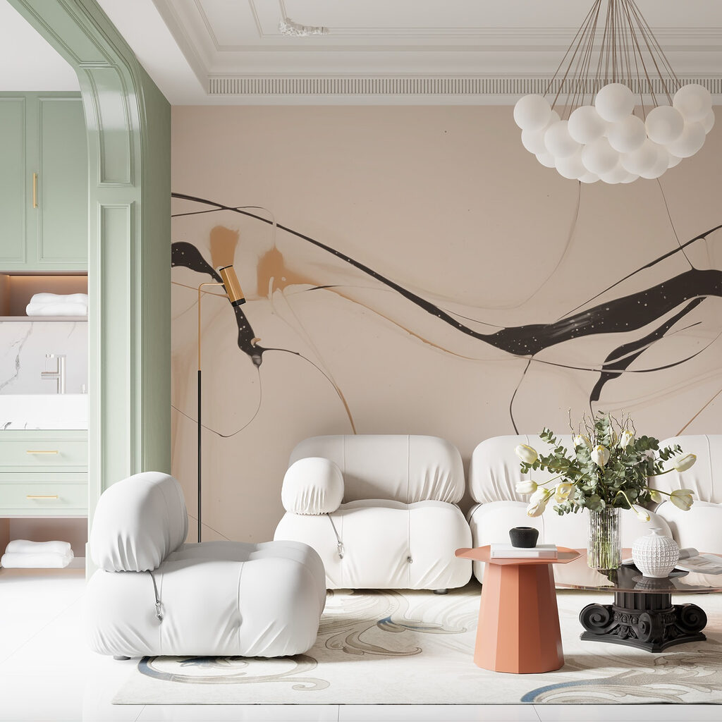 Black lines on beige — interior 1
