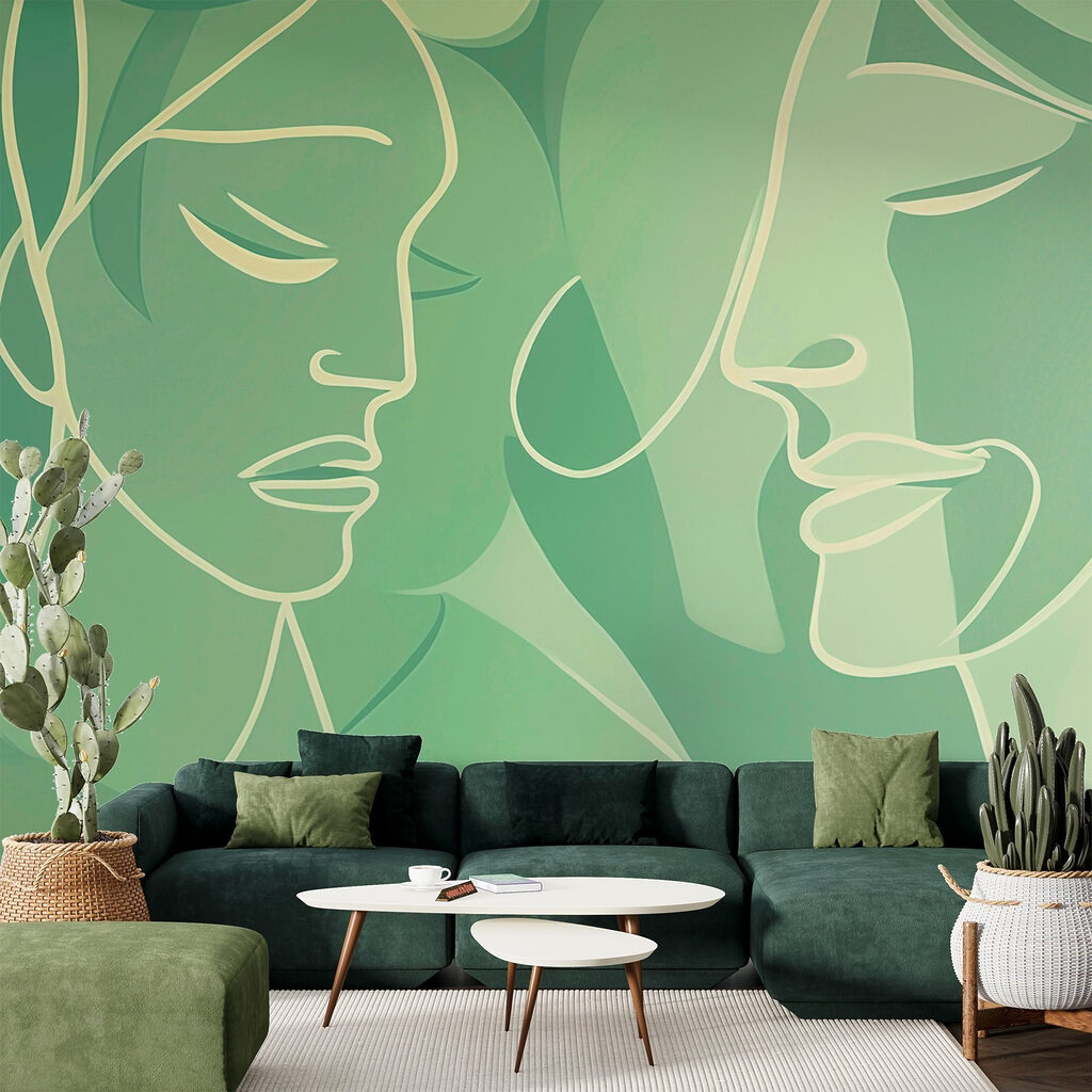 Two stylised faces — interior 2