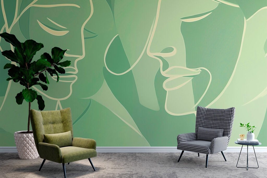 Two stylised faces — interior 3