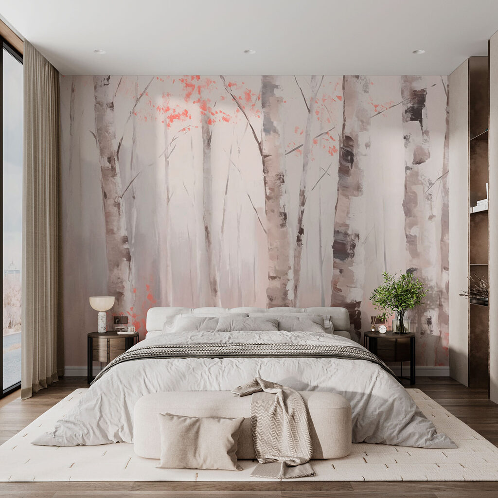 Birches with pink accents — interior 1