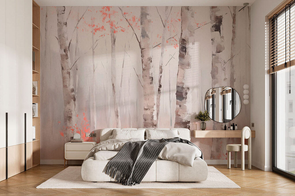 Birches with pink accents — interior 2