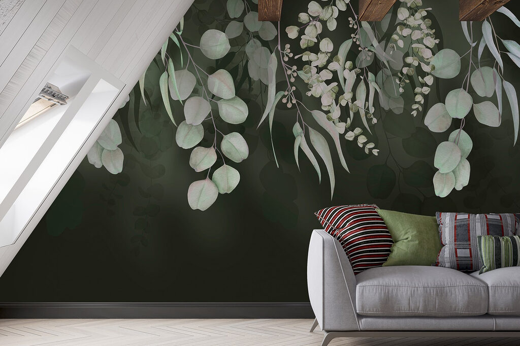 Hanging leaves on dark — interior 2