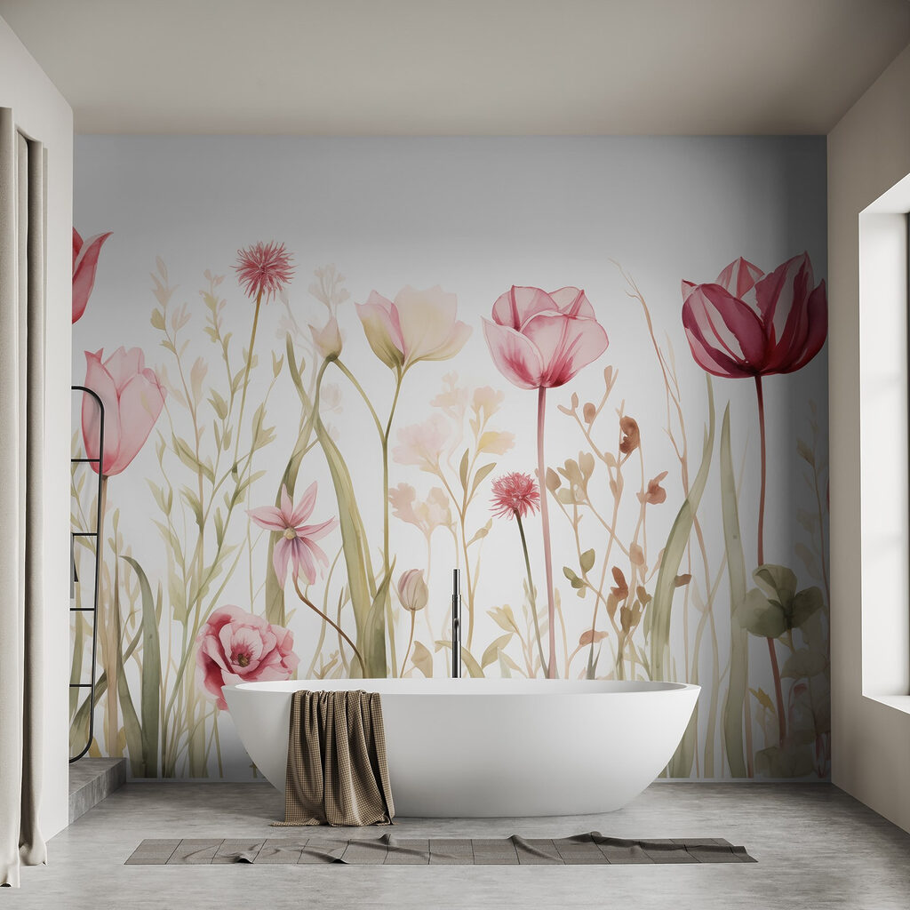 Pink tulips among wildflowers — interior 2