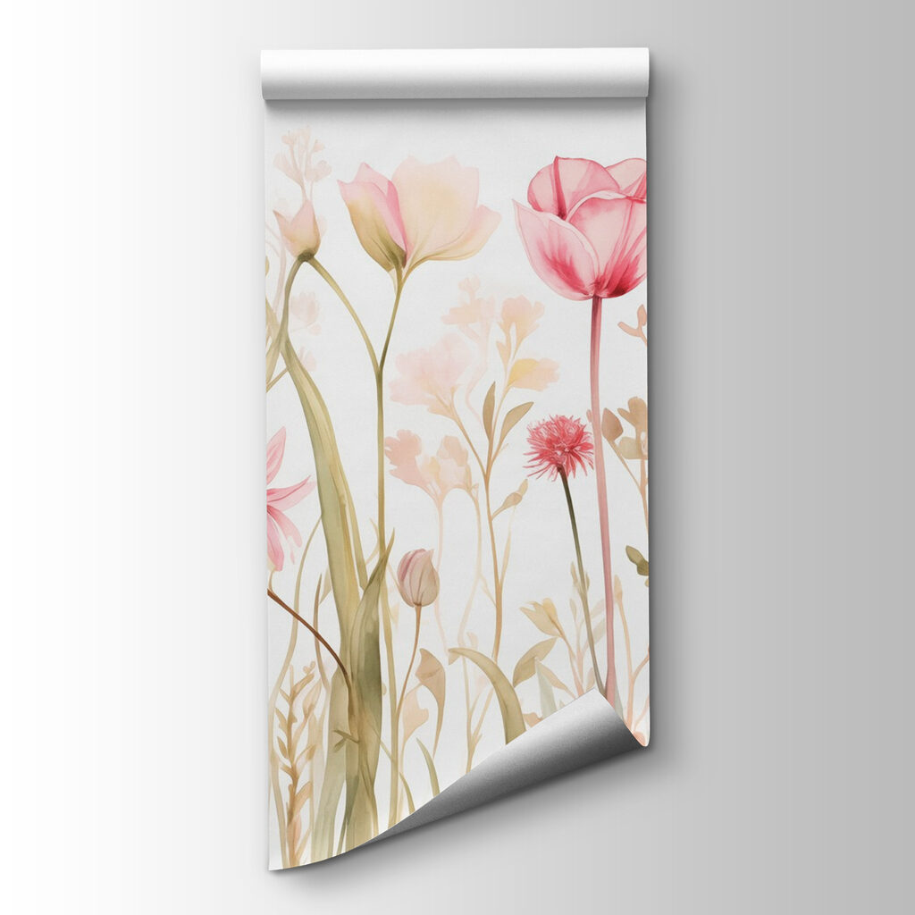 Pink tulips among wildflowers — product view