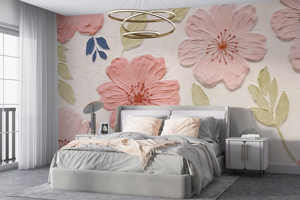 Pink flowers and leaves — interior 1