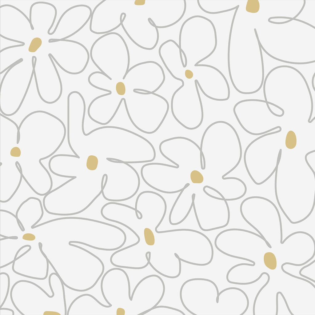 Yellow-centred flower outlines — full design