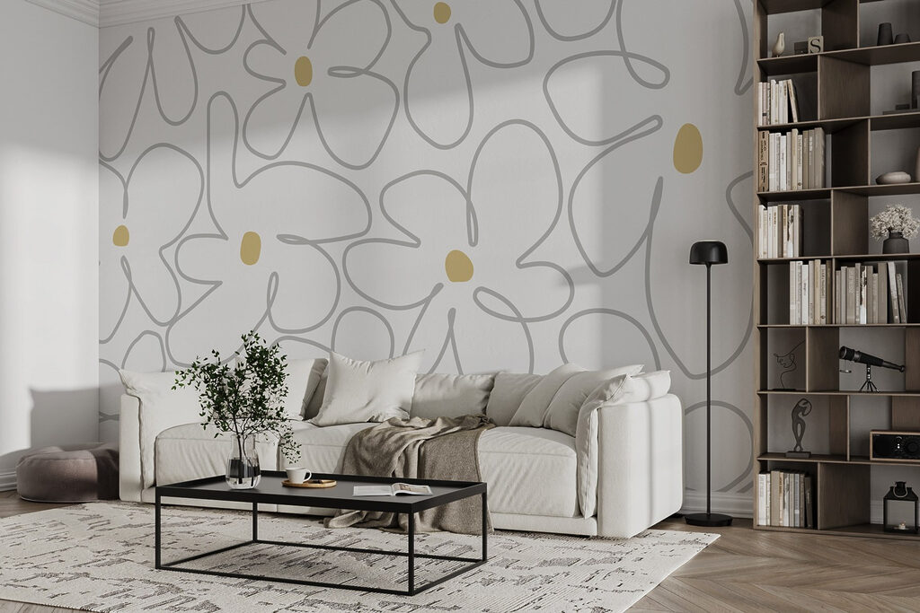 Yellow-centred flower outlines — interior 2