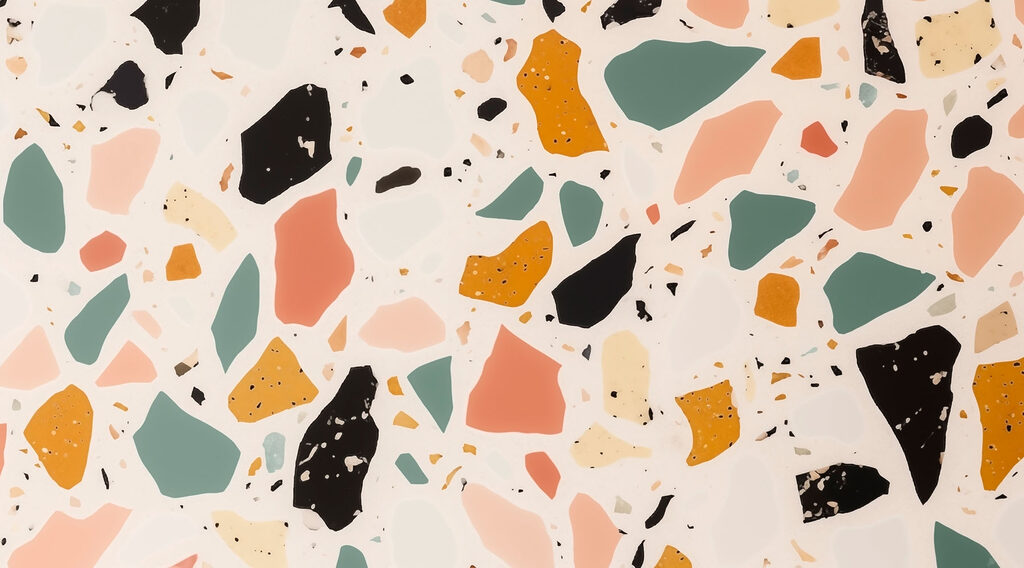 Colourful pieces on peach — full design