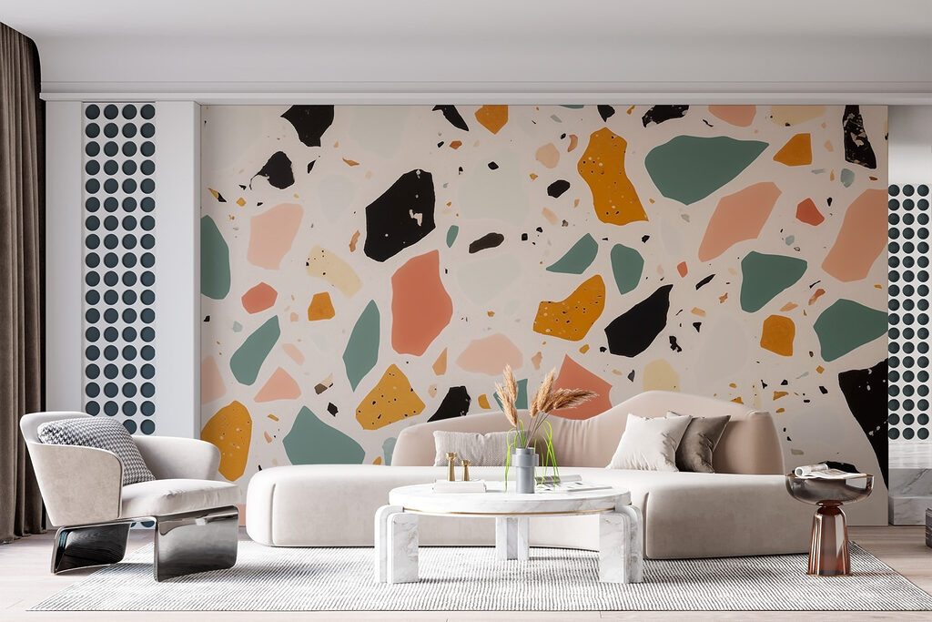Colourful pieces on peach — interior 1