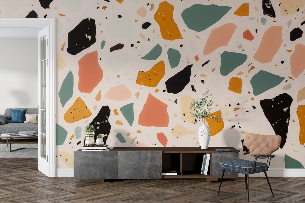 Colourful pieces on peach — interior 2