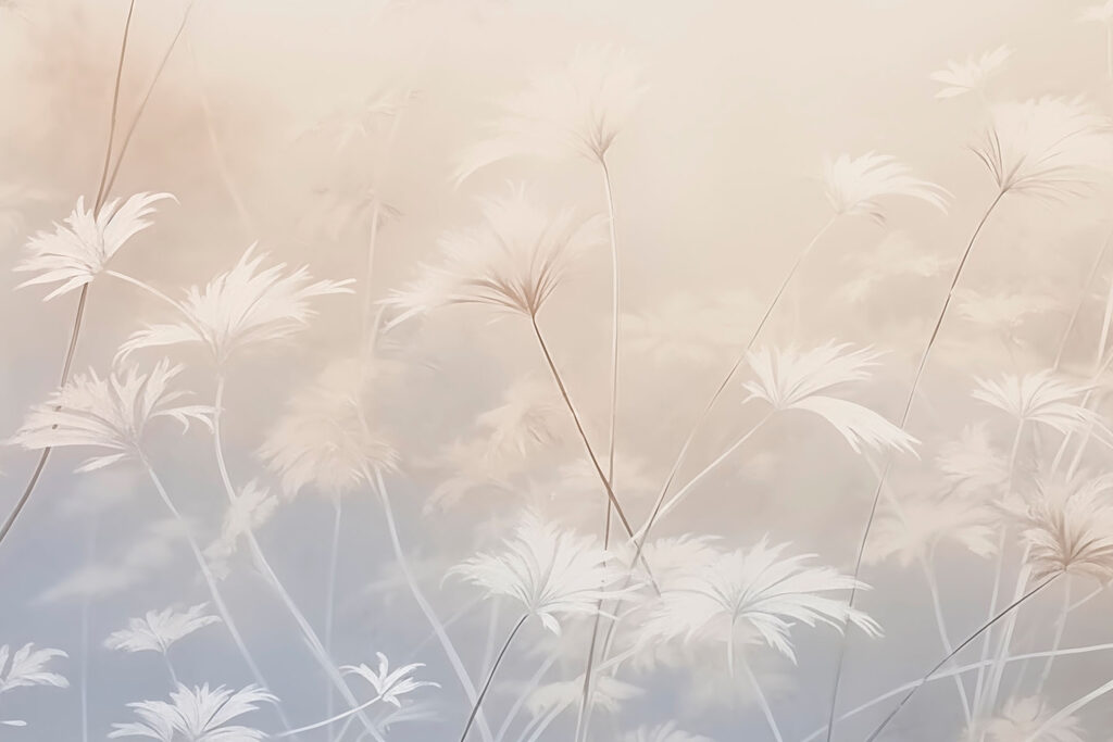 White wildflowers in pastel — full design