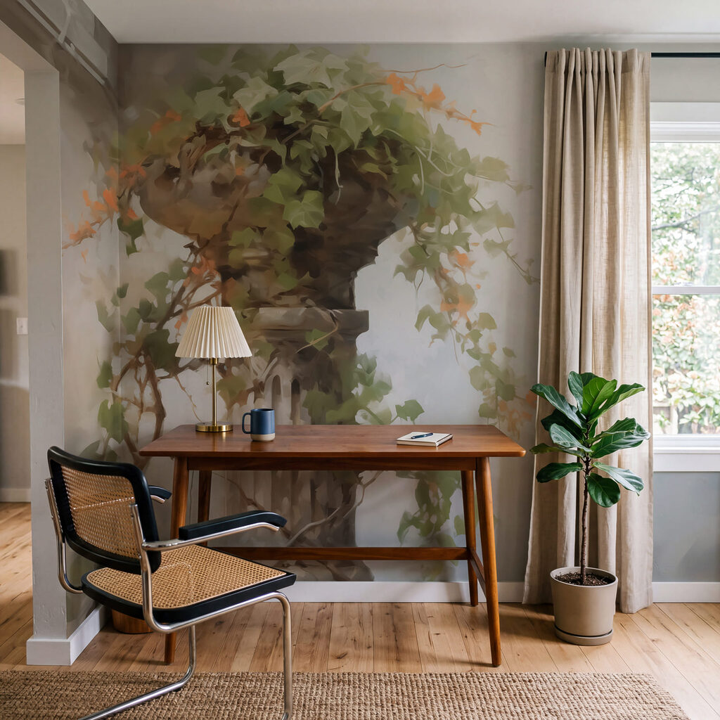 Overgrown column in backlight — interior 1
