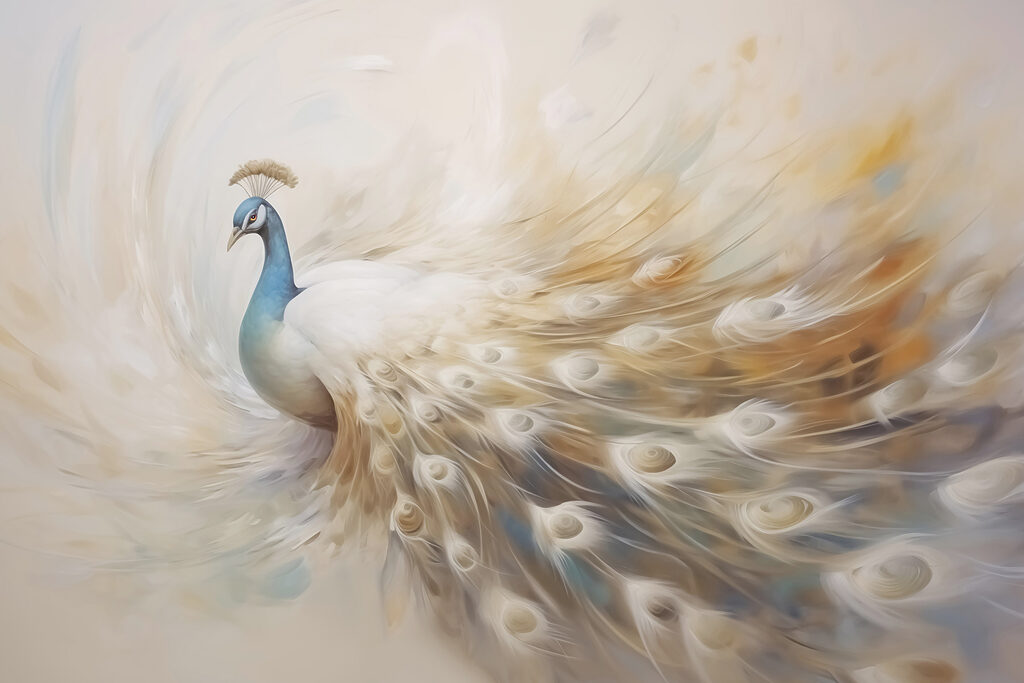 Peacock with fanned feathers — full design