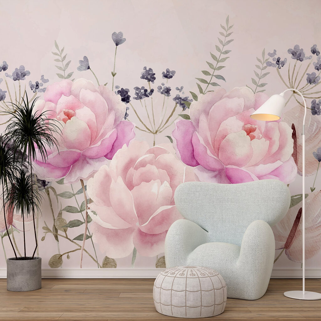Pink peonies among wildflowers — interior 1