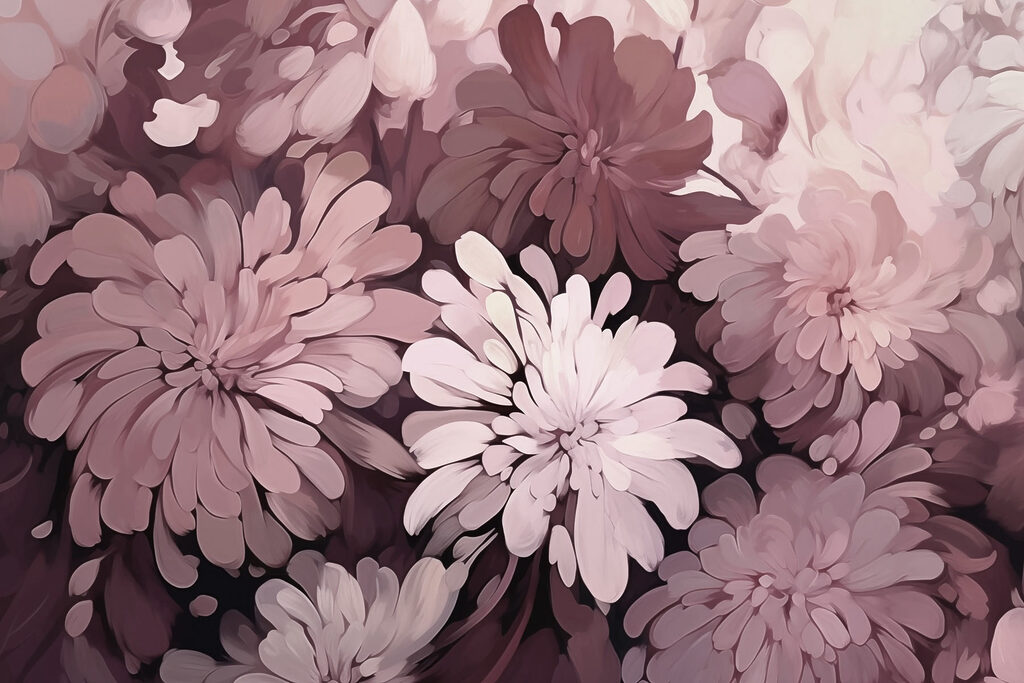 Dense flowers in plum — full design