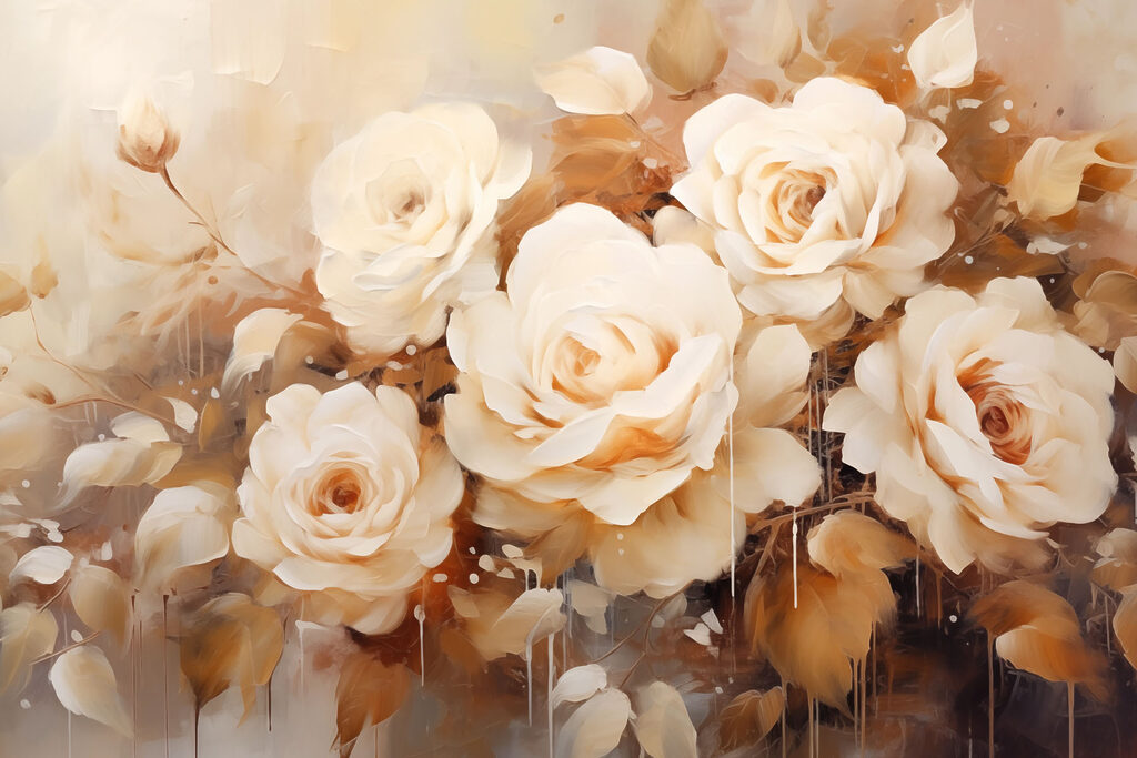 White roses, painted — full design