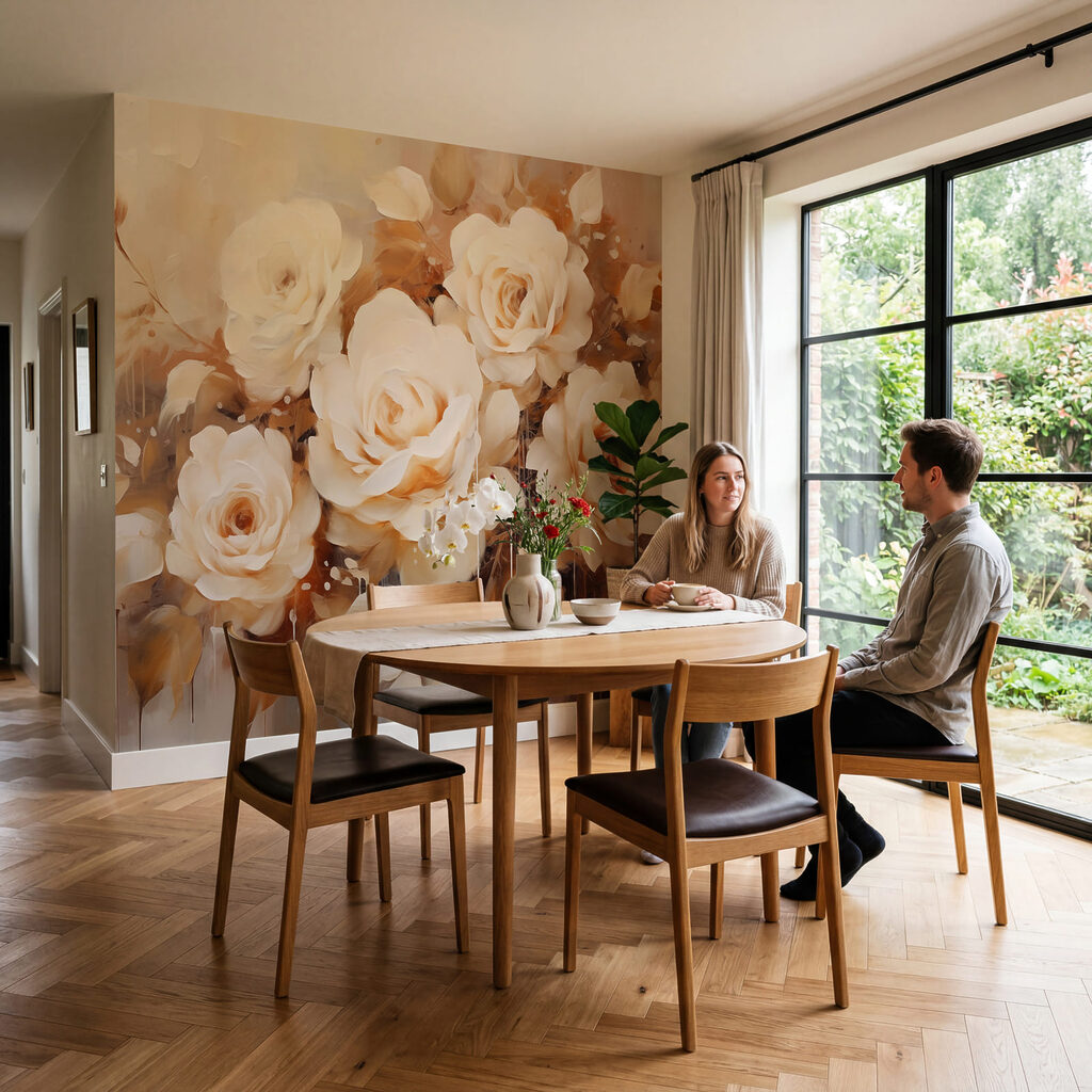 White roses, painted — interior 2