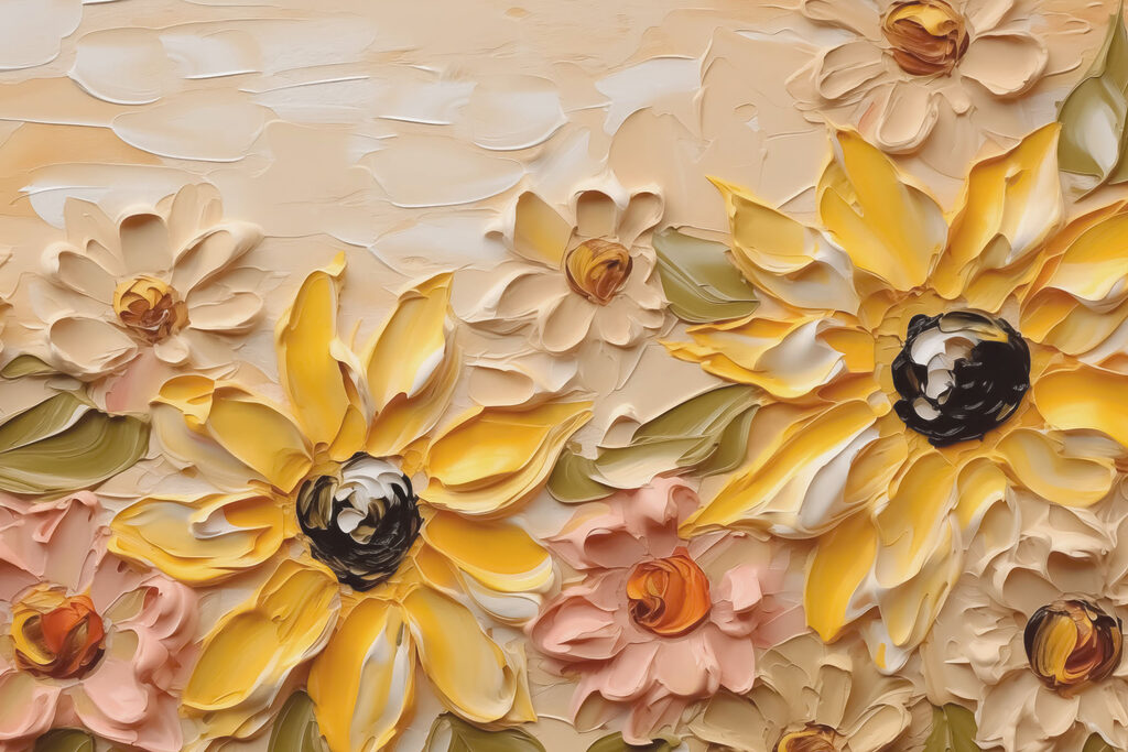 Yellow flowers, painted edges — full design